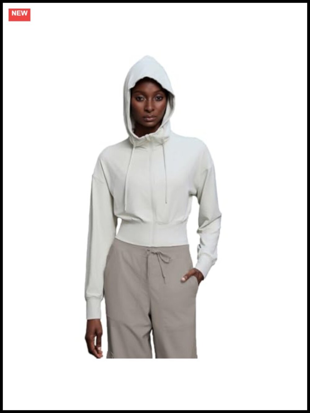 Nylon Spandex Cropped Zip Hoodie Athletic Workout Sweatshirt